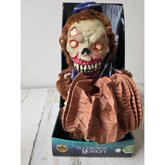 Vintage Spirit accordion monkey animated light up Halloween animatronic table to - Picture 3 of 8